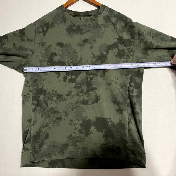 Lululemon Men's Steady State Crew Neck Sweatshirt Green Camo Raglan - Picture 6 of 7